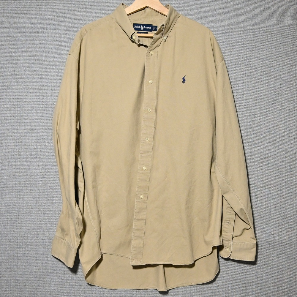Ralph Lauren Button Down Mens Blake Relaxed Fit XL Tan
